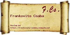 Frankovits Csaba névjegykártya